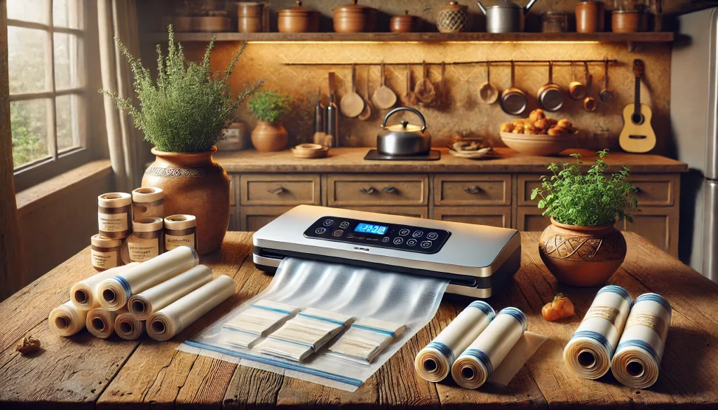 Rouleaux sous vide sur une table